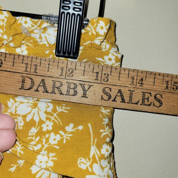 New Abercrombie & Fitch Women Flowers Floral Yellow Mustard Wide Leg Pants S - Picture 2 of 7